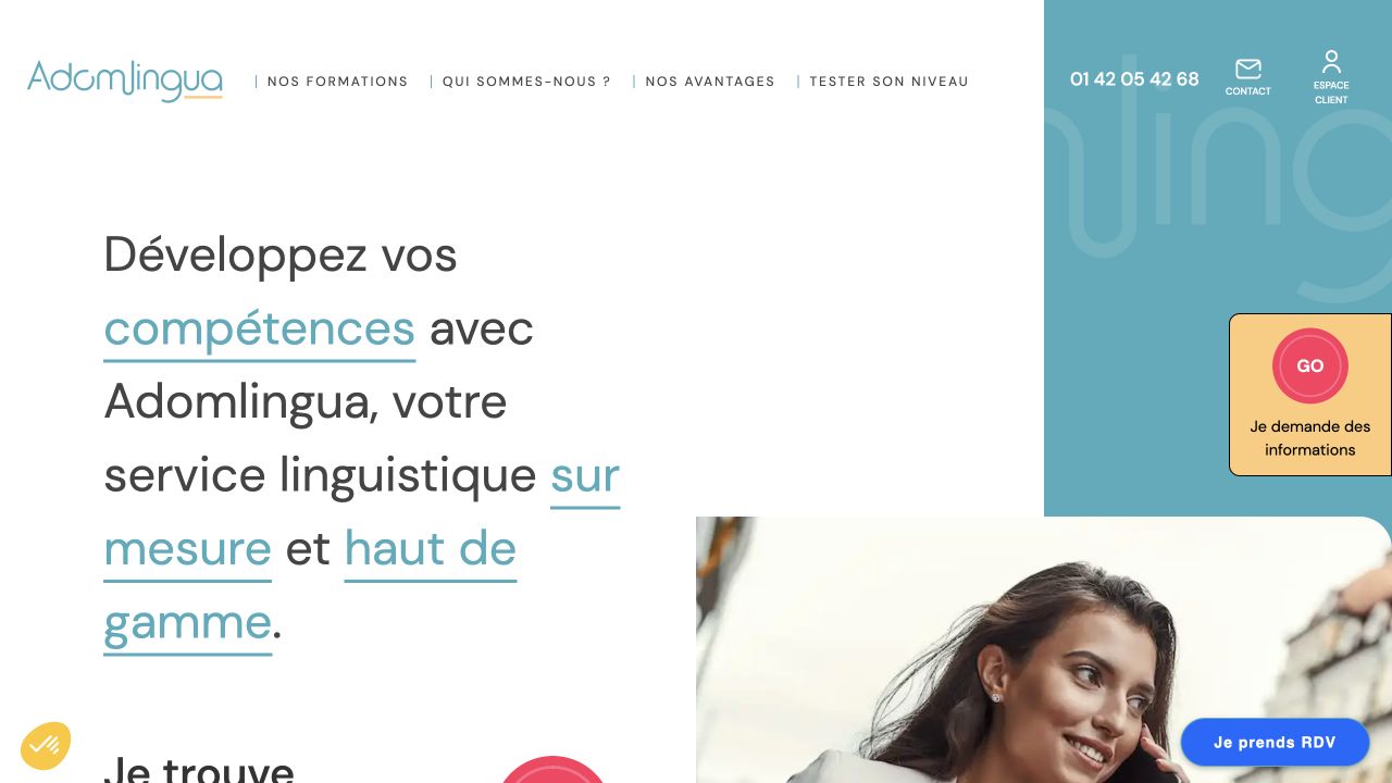 Capture du site de Adomlingua — cours à domicile
