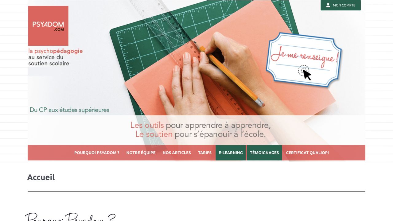 Capture du site de Psyadom