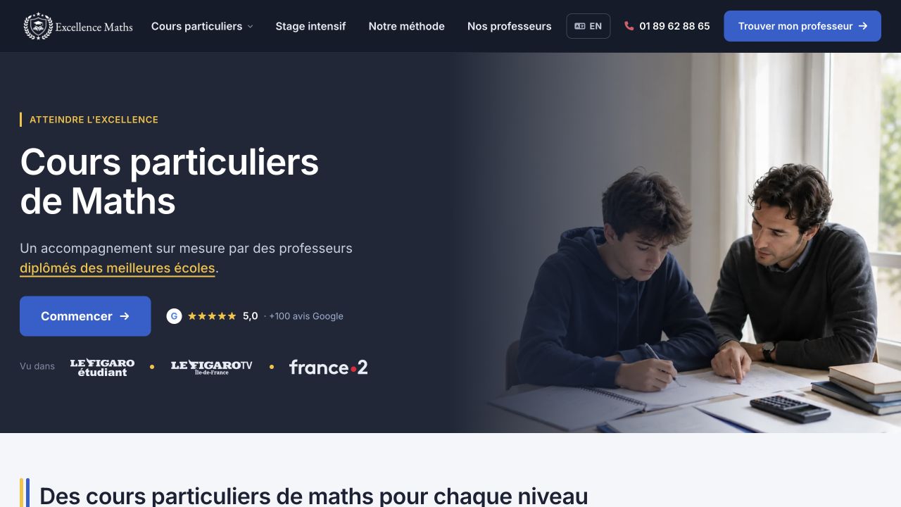 Capture du site de Excellence Maths